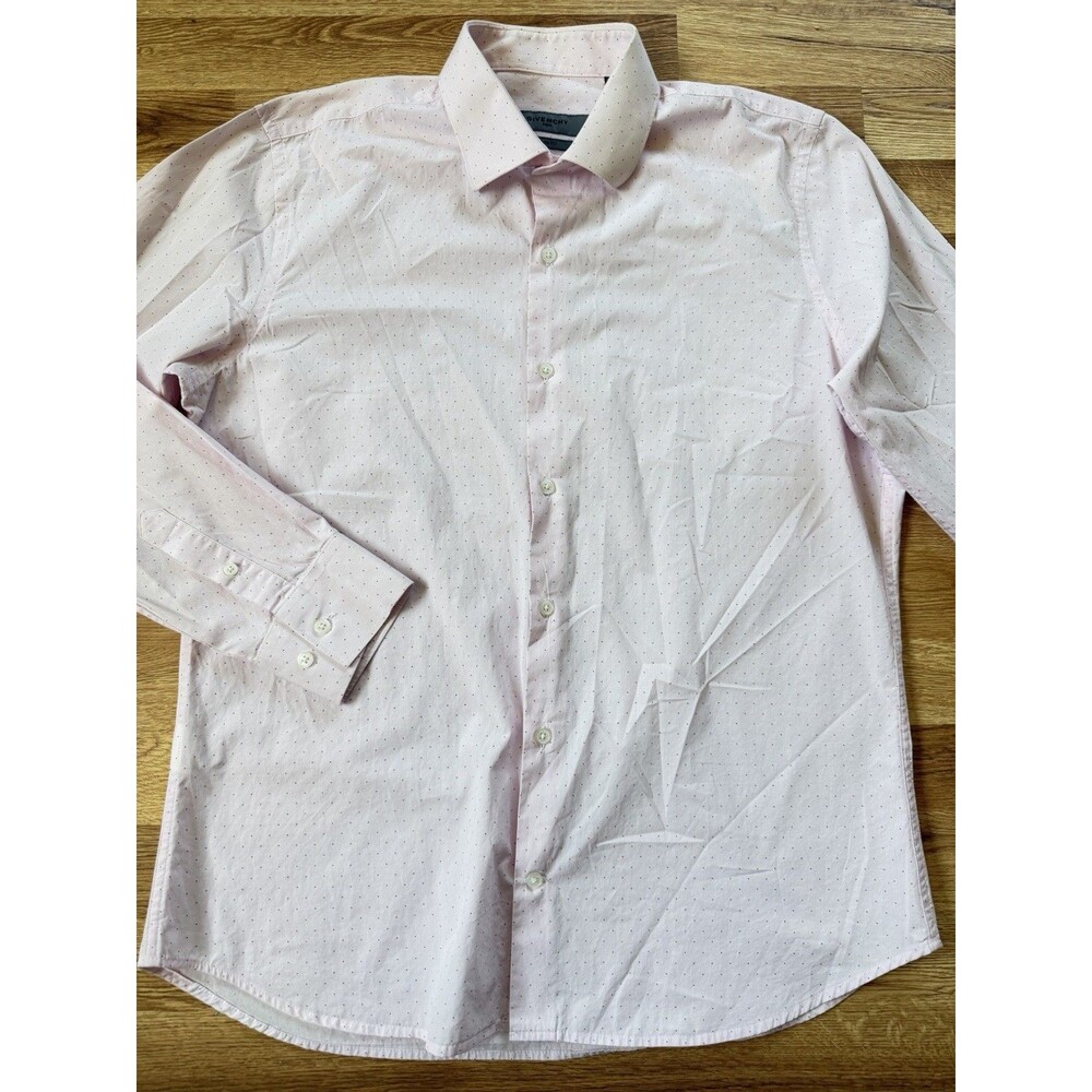 Givenchy Men Slim Fit Pink Dot Dress Shirt 16.5 34/35 Cotton Button Up Office